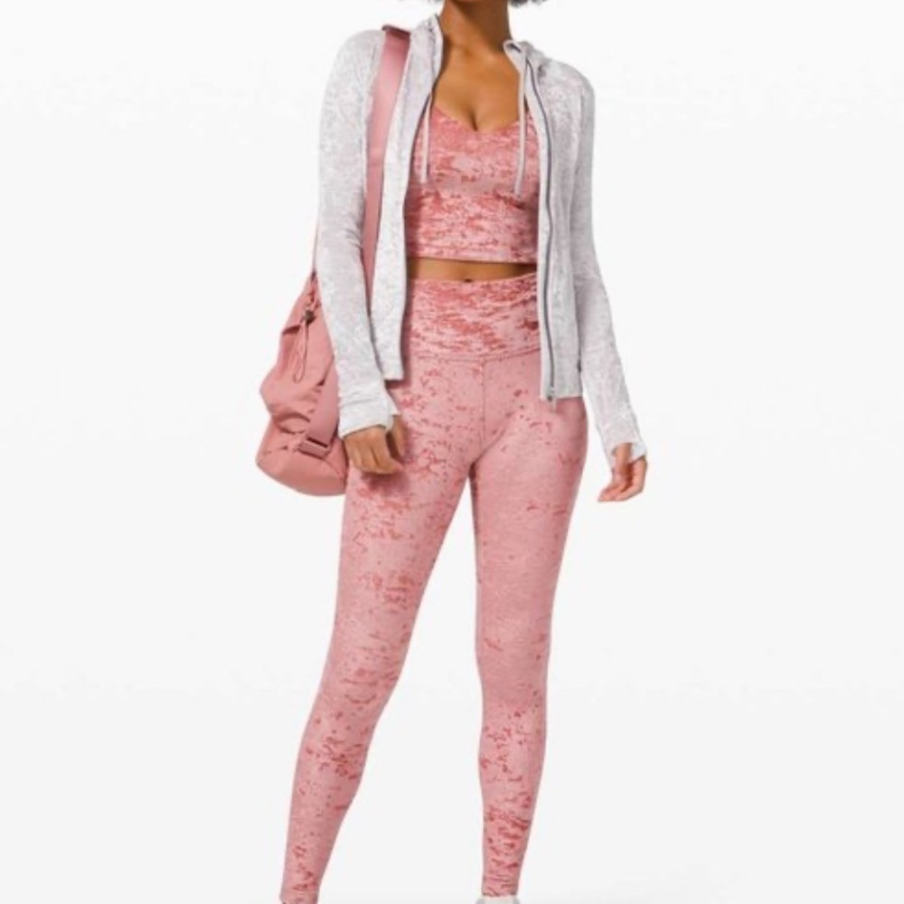 Lululemon Wunder Under Pink Crushed Velvet Limited Edition Leggings Size 4